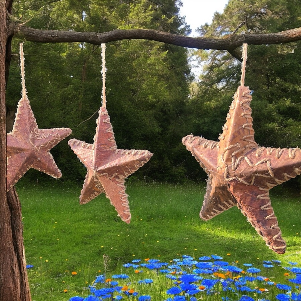 Artisan Crafted Bark & Twine Stars